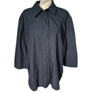 Carla Rockmore‎ Tuxedo Tail Shirt Womens XL Navy Blue The Drop Retro Cotton